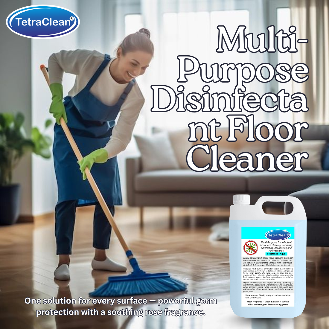 TetraClean Multi‑Purpose Disinfectant Floor Clener 5Ltr– Aqua Fragrance