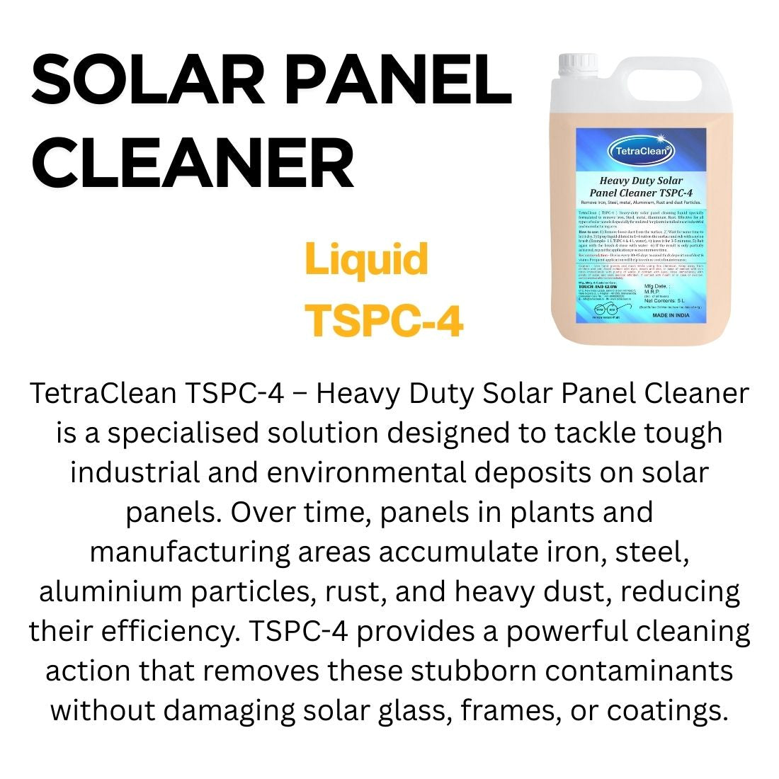 TetraClean TSPC‑4 Heavy Duty Solar Panel Cleaner – Rust & Metal Deposit Remover