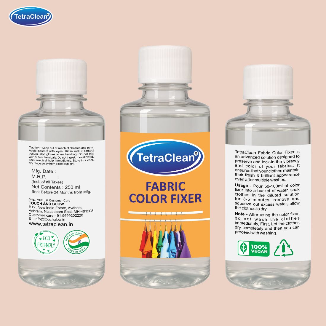 TetraClean Fabric Color Fixer – Long-Lasting Color Protection for Clothes (250ml)