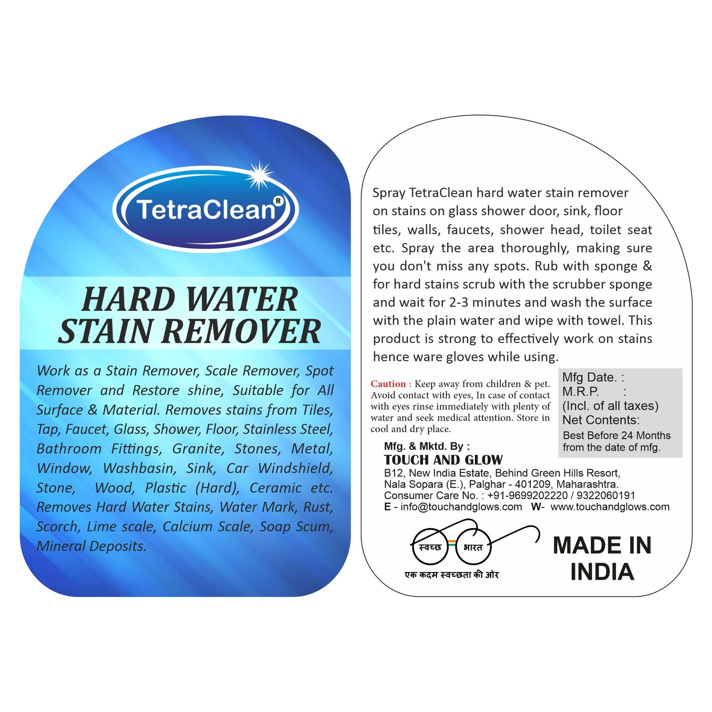TetraClean Hard Water Stain Remover – Powerful Cleaner for Tiles, Faucets, Glass & Bathroom Surfaces 500ml