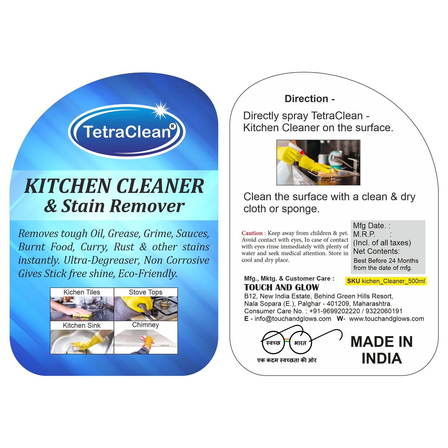 TetraClean Kitchen Cleaner & Stain Remover – Powerful Grease Cutter for a Spotless Kitchen 500ml