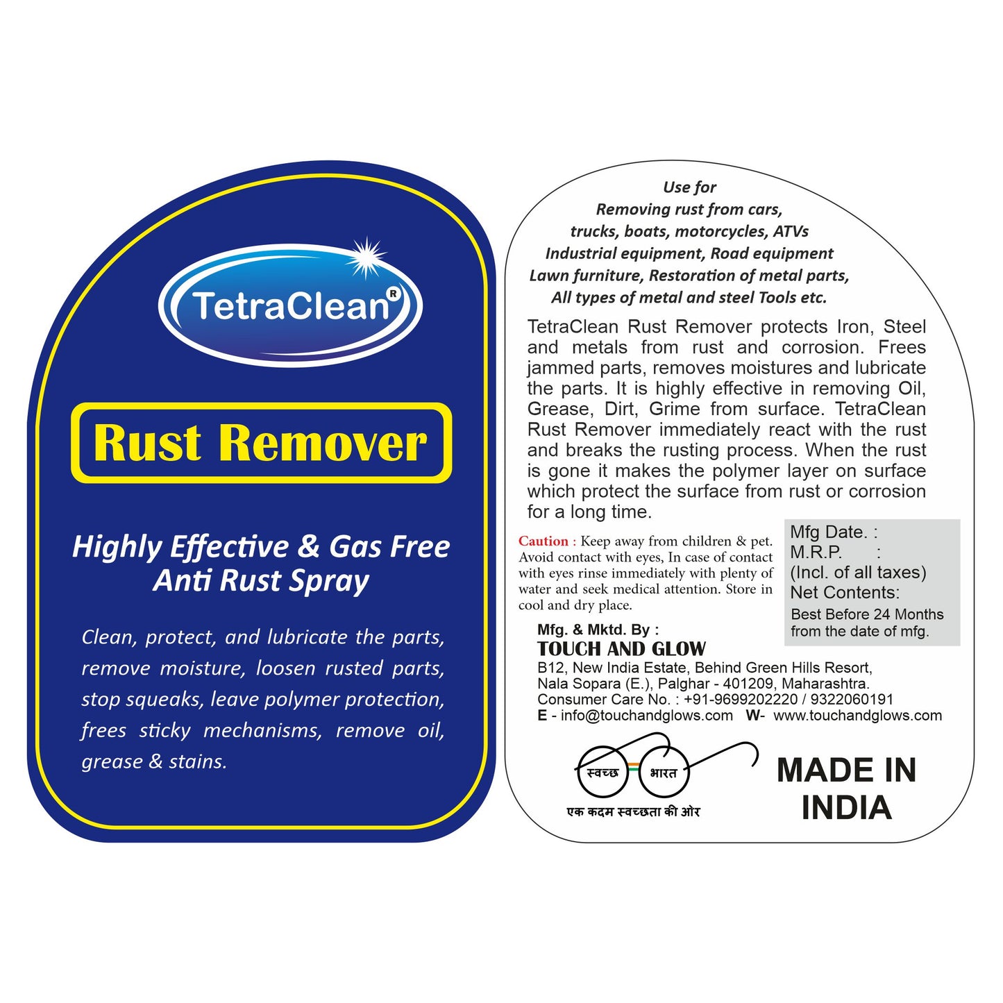 TetraClean Rust Remover – Powerful Anti-Rust Spray for Metal Protection & Restoration 500ml