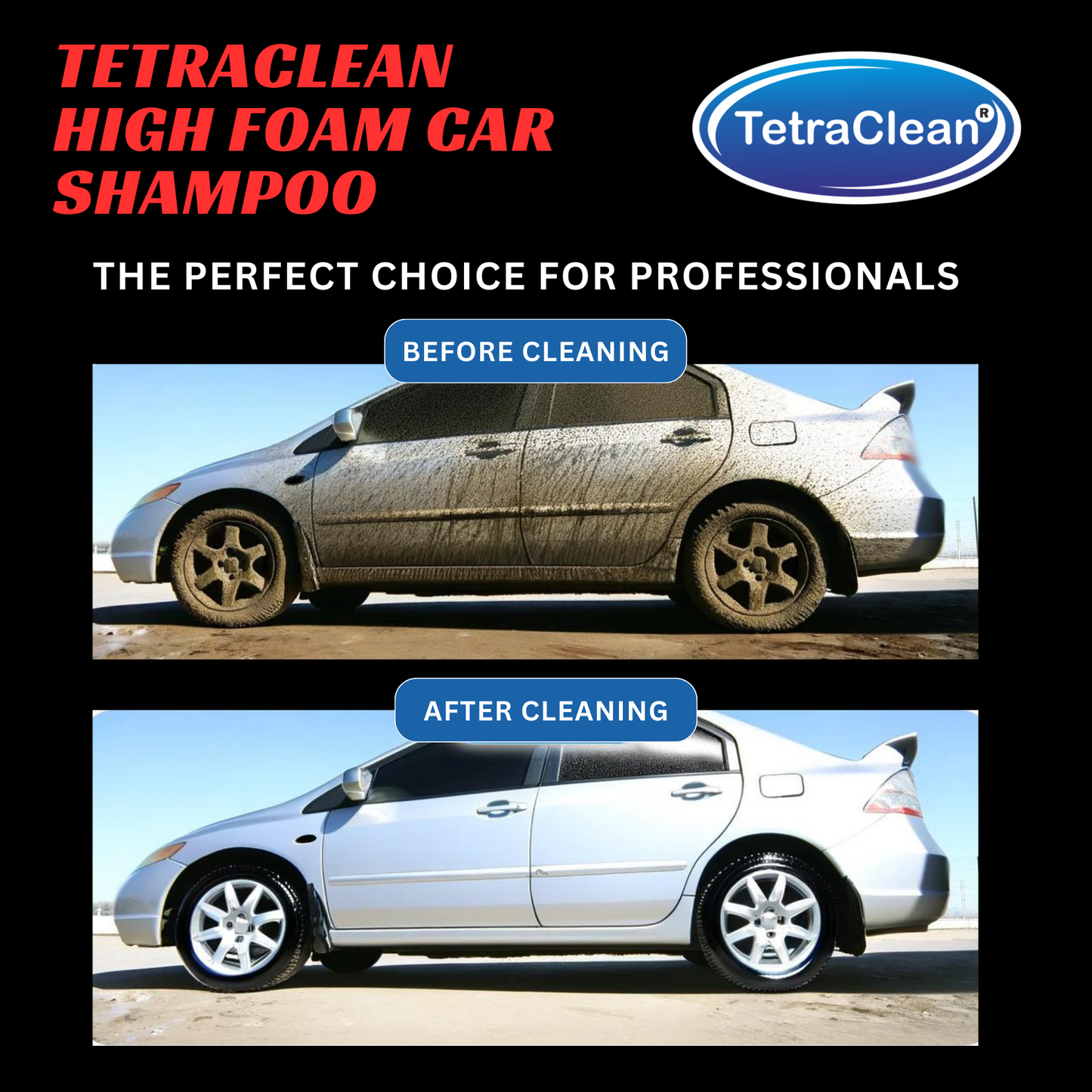 TetraClean High Foam Car Shampoo 5L – Super Concentrated Rose Fragrance Car Wash Formula