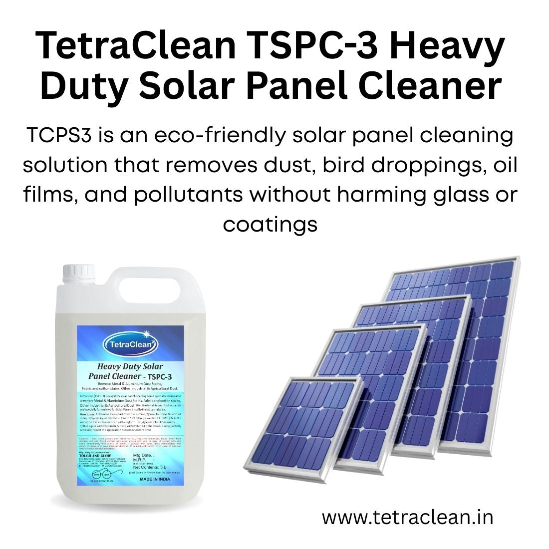 TetraClean TSPC‑3 Heavy Duty Solar Panel Cleaner – Eco‑Friendly, Streak‑Free Performance