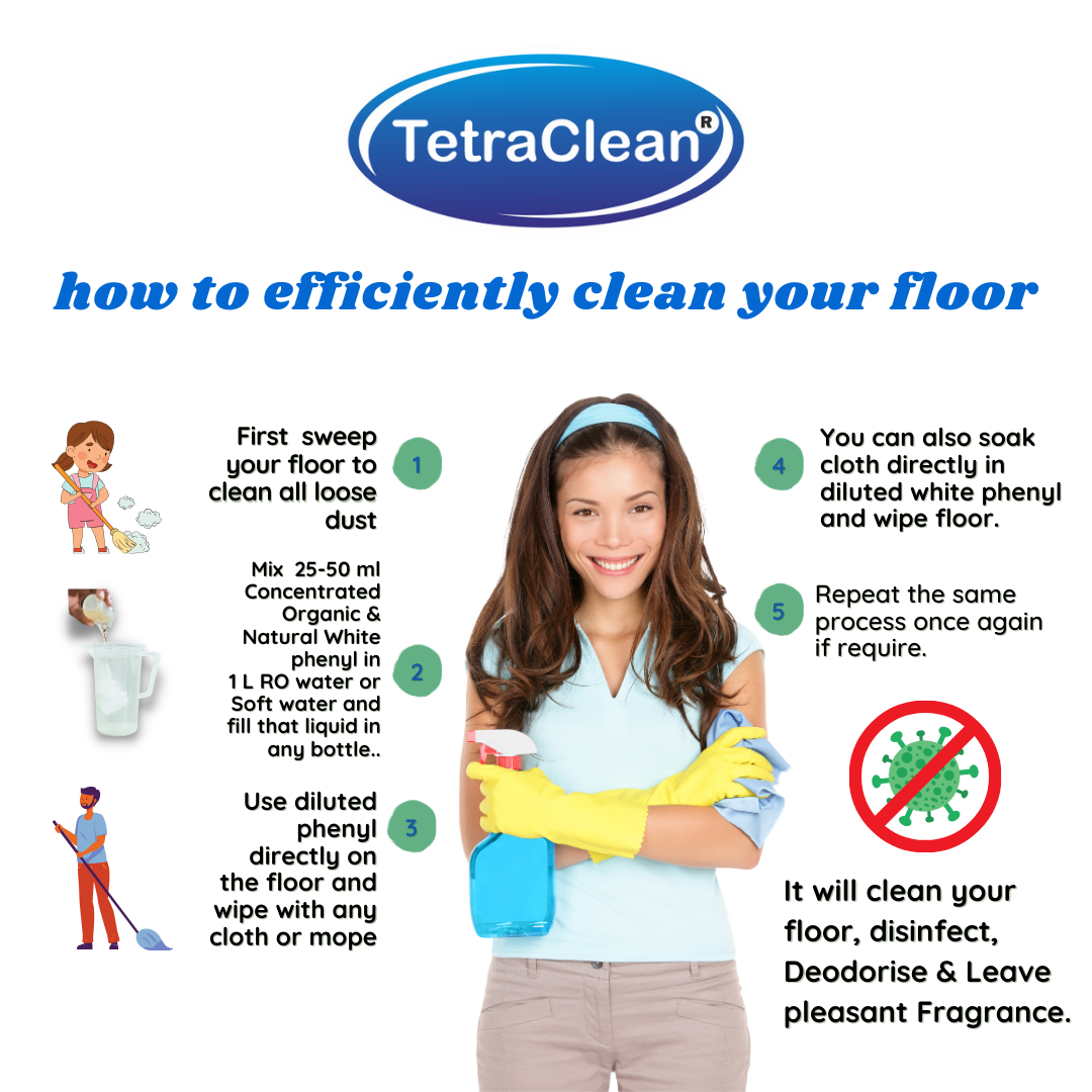 TetraClean White Phenyl Concentrate – Lemon Fresh I Makes Up to 200 Liters Disinfectant Floor Cleaner