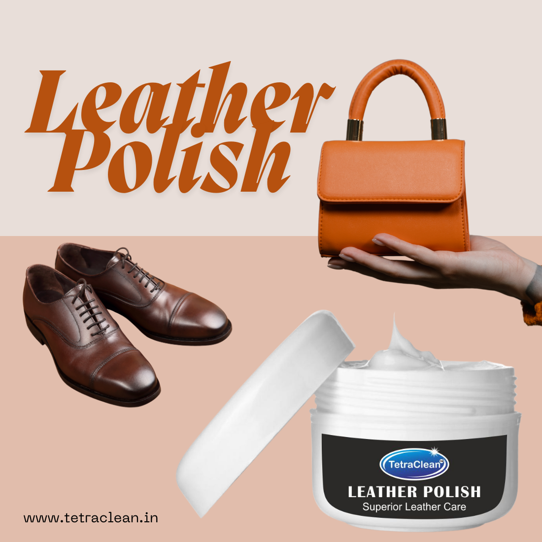 TetraClean Leather Polish Cream I Multicolor Shoe Polish I Deep Nourishing Shine & Superior Leather Care, 250g