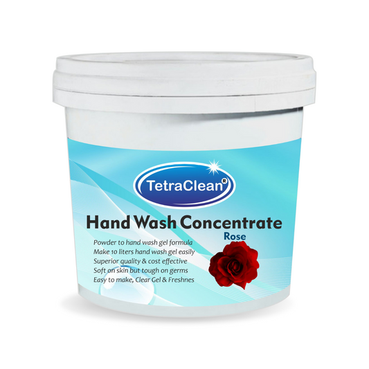 TetraClean Rose Hand Wash Concentrate Powder – Powder to 10L Clear Gel, Luxurious Rose Aroma, Soft on Skin & Tough on Germs