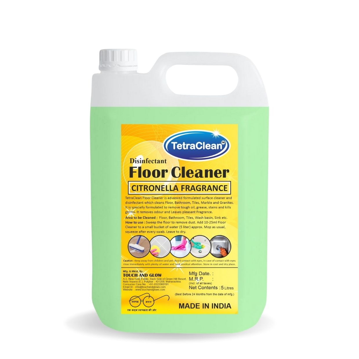 TetraClean Citronella Disinfectant Floor Cleaner – Deep Clean, Odour Control & Insect-Repelling Fresh Fragrance for Home and Commercial Use