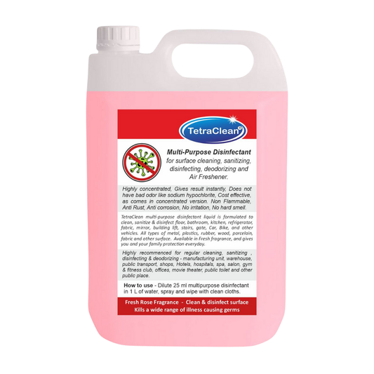 TetraClean Multi‑Purpose Disinfectant – Fresh Rose Fragrance 5Ltr