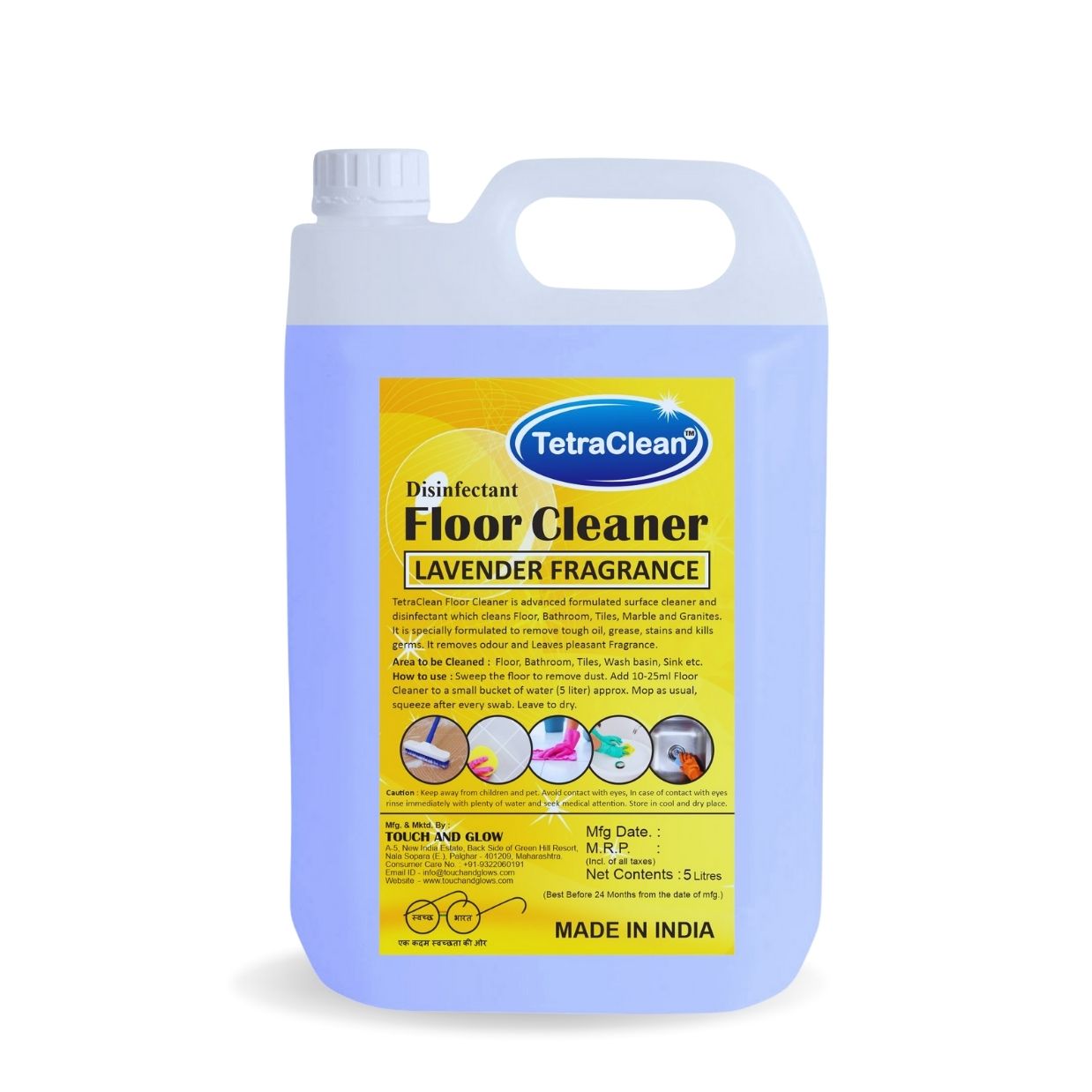 TetraClean Lavender Disinfectant Floor Cleaner – Relaxing Aroma, 99.9% Germ Protection & Streak-Free Shine for Every Room