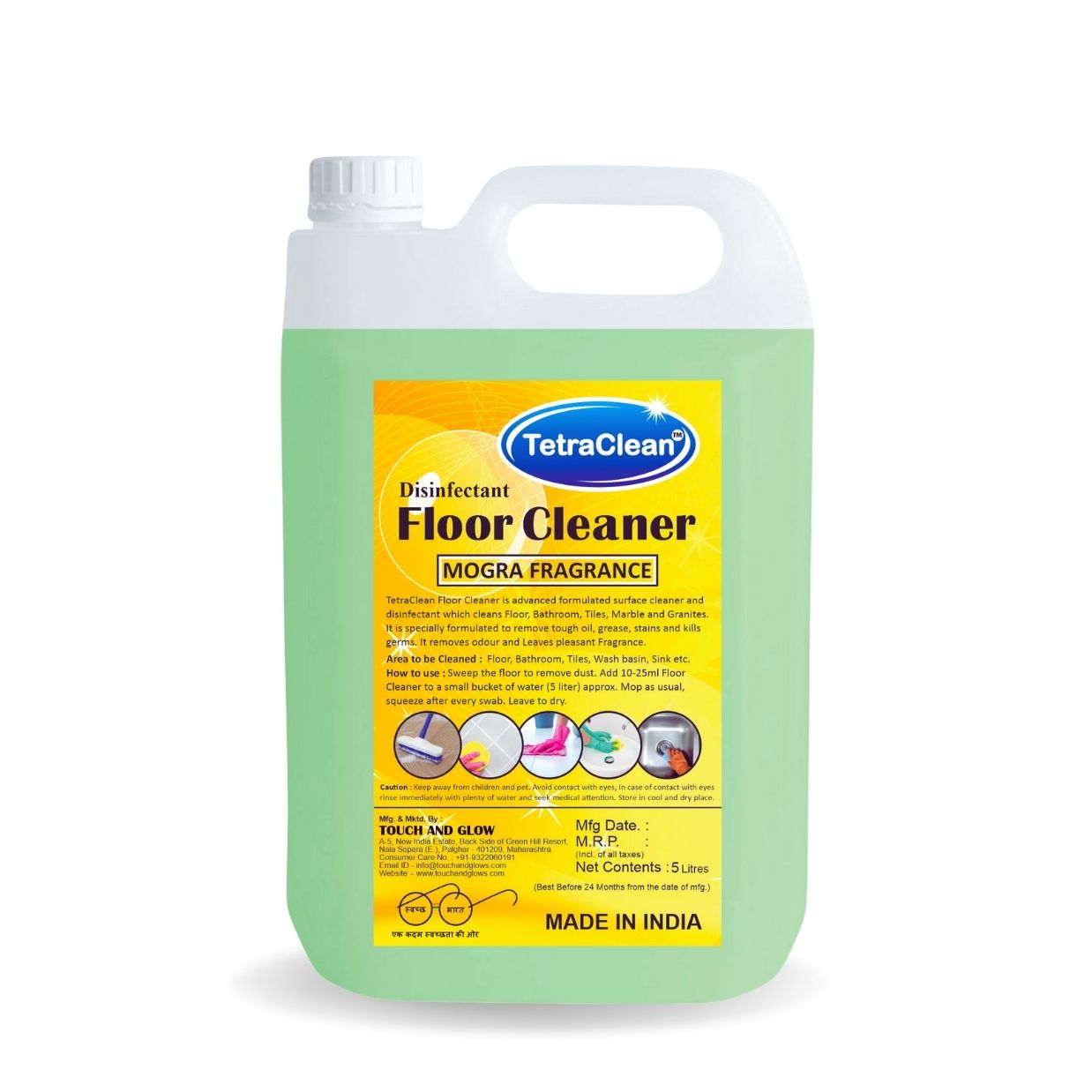 TetraClean Mogra Disinfectant Floor Cleaner – Floral Freshness, 99.9% Germ Protection & Sparkling Shine