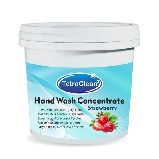 TetraClean Strawberry Hand Wash Concentrate Powder – Powder to 10L Clear Gel, Sweet Berry Fragrance, Soft on Skin & Tough on Germs
