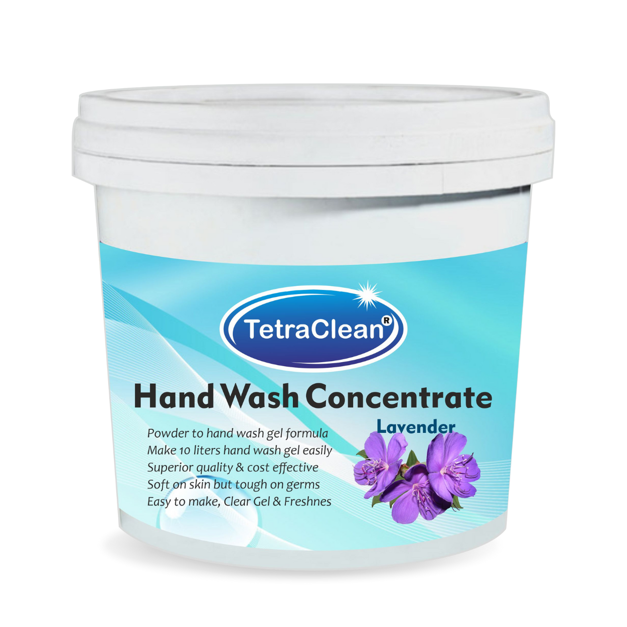 TetraClean Lavender Hand Wash Concentrate Powder – Powder to 10L Clear Gel, Calm Lavender Aroma, Soft on Skin & Tough on Germs