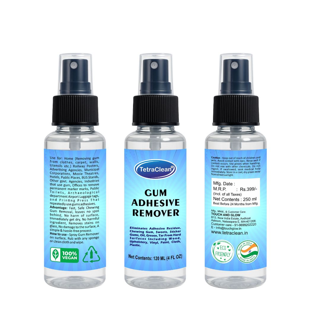 TetraClean Gum & Adhesive Remover – Fast Action Sticker, Glue & Residue Cleaner (120ml)