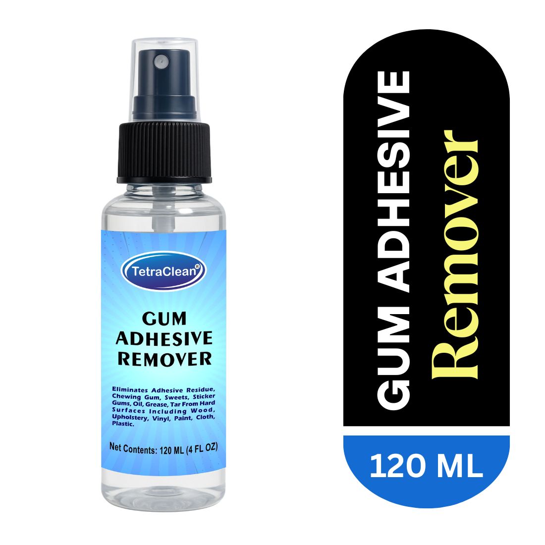 TetraClean Gum & Adhesive Remover – Fast Action Sticker, Glue & Residue Cleaner (120ml)