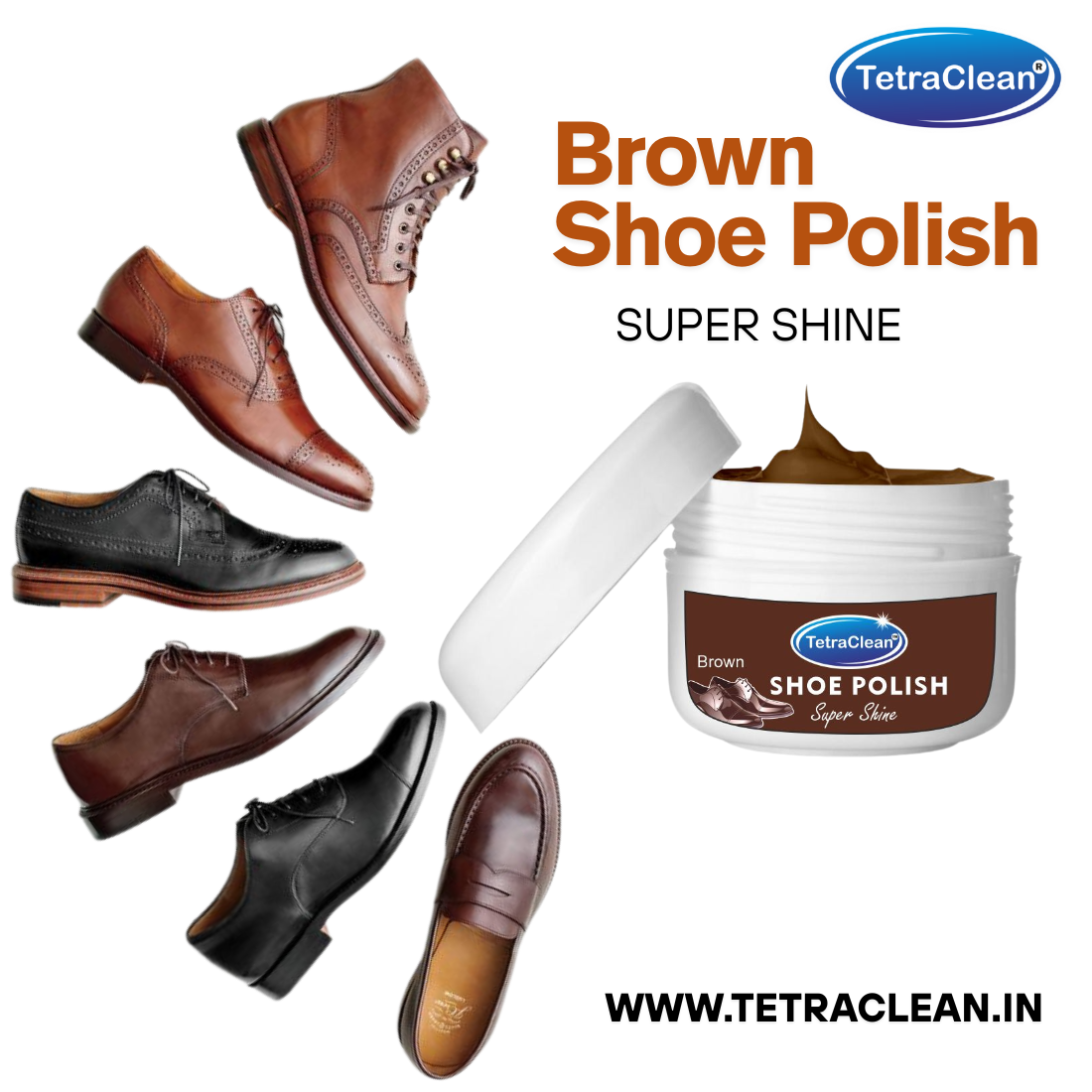 TetraClean Brown Shoe Polish – Leather Polish I Wax Shoe Polish 100g