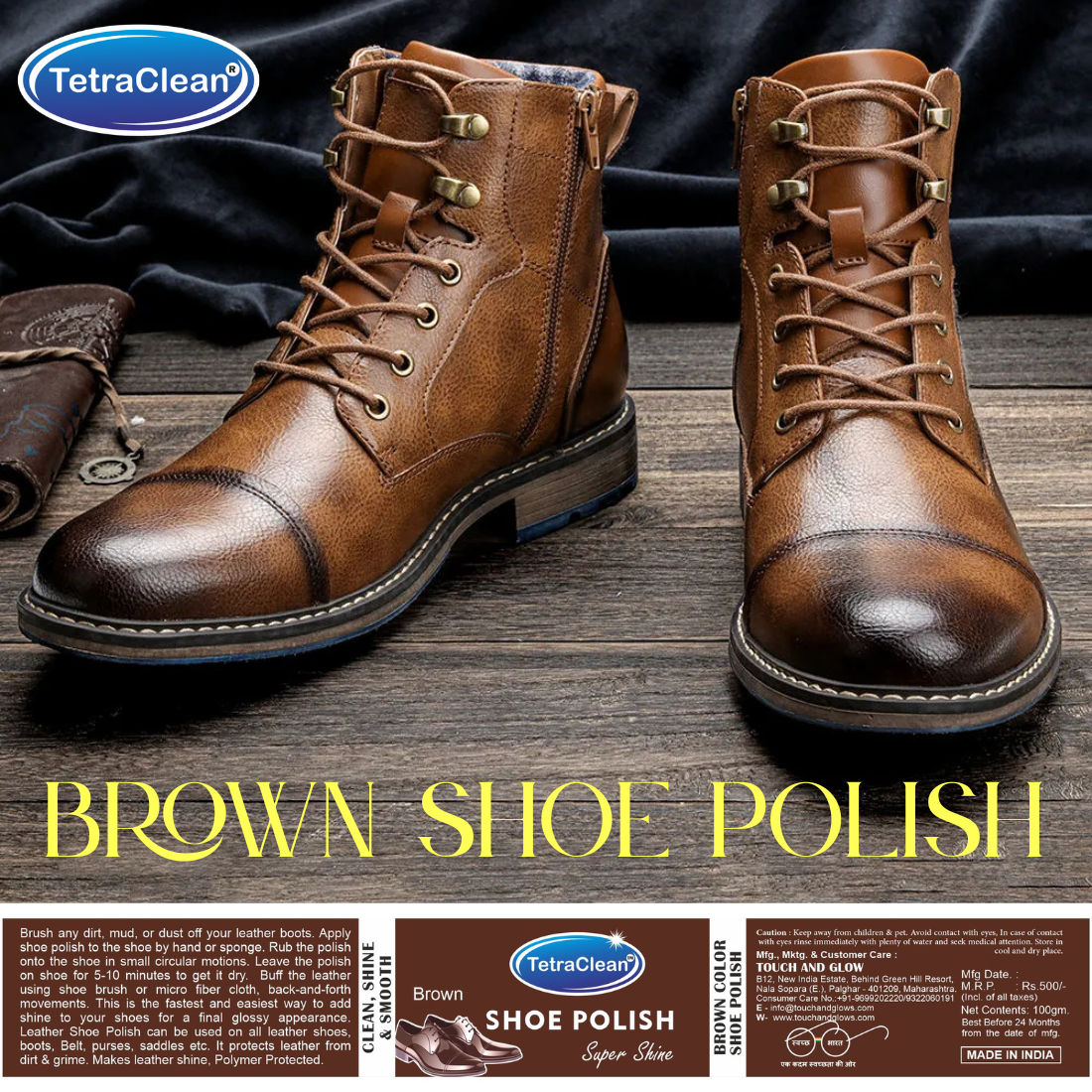 TetraClean Brown Shoe Polish – Leather Polish I Wax Shoe Polish 100g