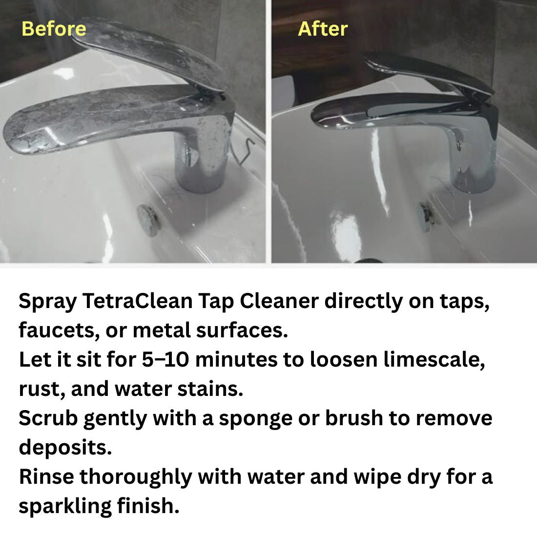 TetraClean Tap Cleaner – Limescale, Rust & Water Spot Remover Tap Cleaner, (250ml)