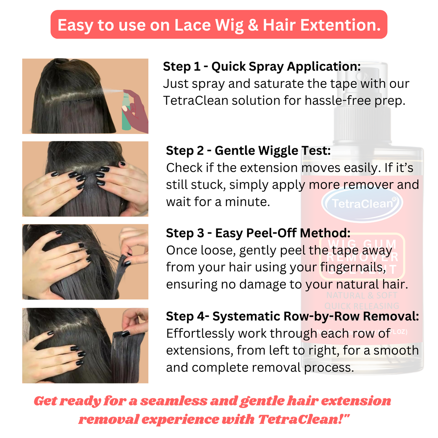 TetraClean Wig Gum Remover Solvent – Quick, Gentle & Skin-Safe Adhesive Release 250ml