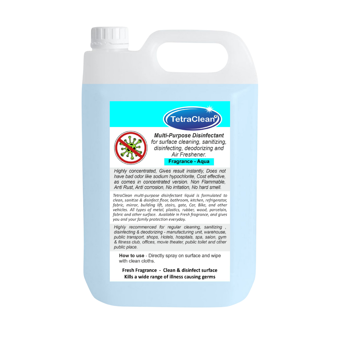 TetraClean Multi‑Purpose Disinfectant Floor Clener 5Ltr– Aqua Fragrance
