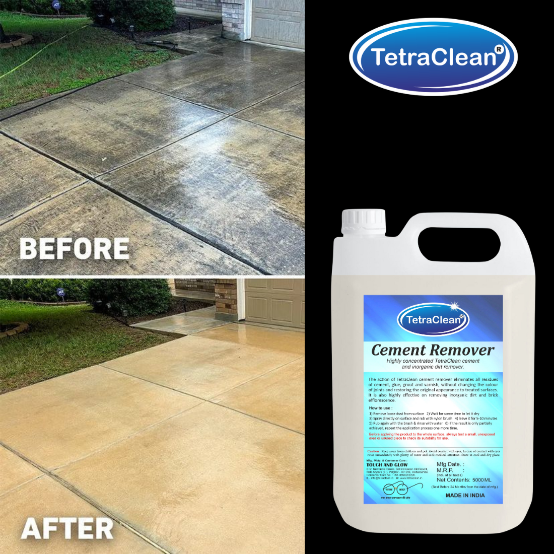 TetraClean Heavy-Duty Cement Remover – Powerful Cleaner for Tiles, Floors & Hard Surfaces 500ml