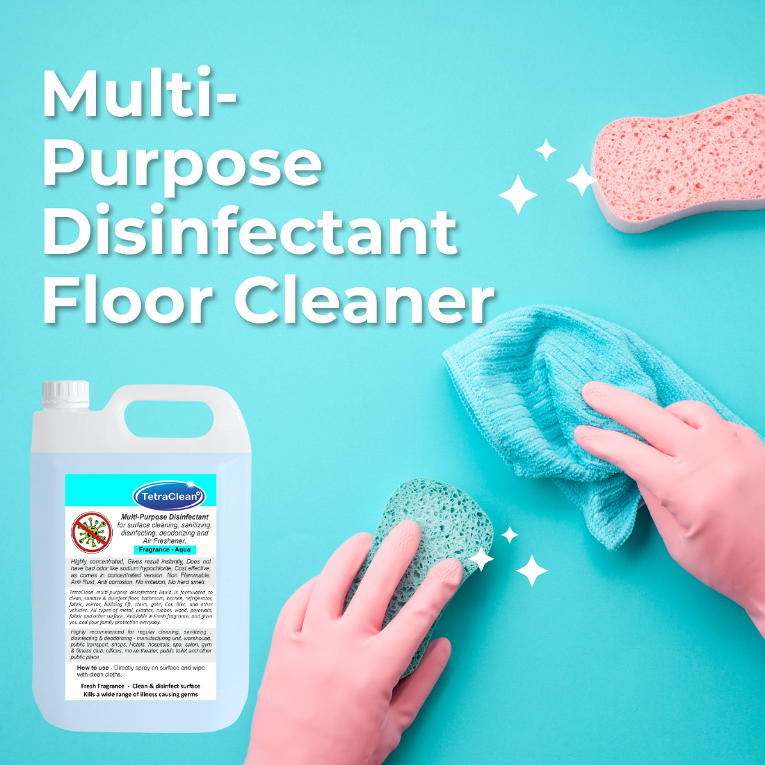 TetraClean Multi‑Purpose Disinfectant Floor Clener 5Ltr– Aqua Fragrance