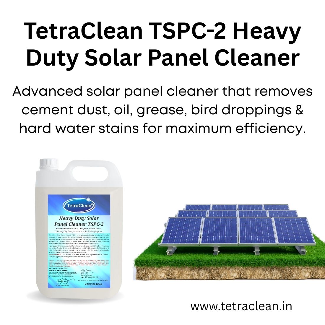 TetraClean TSPC‑2 Heavy Duty Solar Panel Cleaner – Advanced Cleaning for Maximum Efficiency