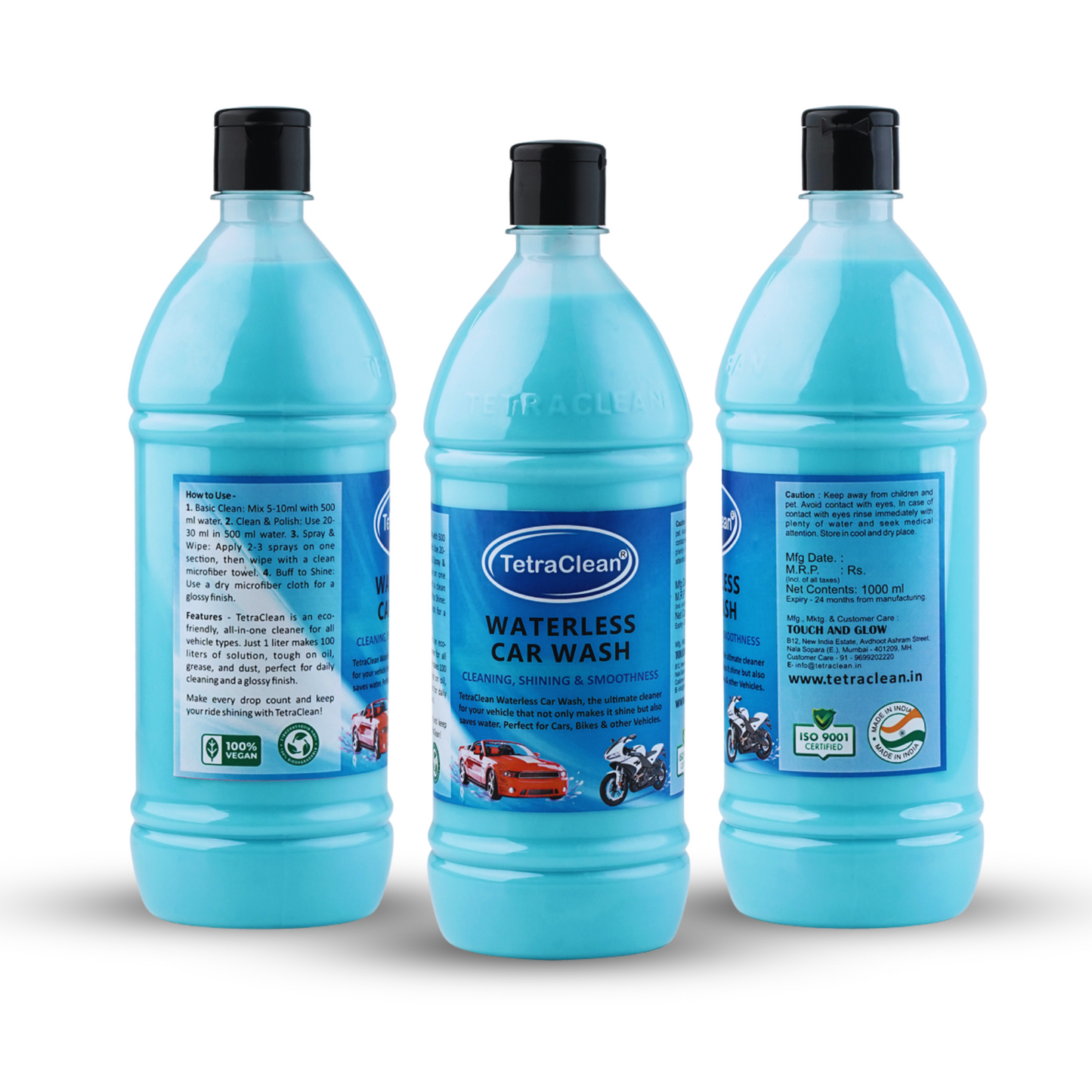 TetraClean Waterless Car Wash – Instant Shine & Smooth Finish, No Water Needed 1,Ltr