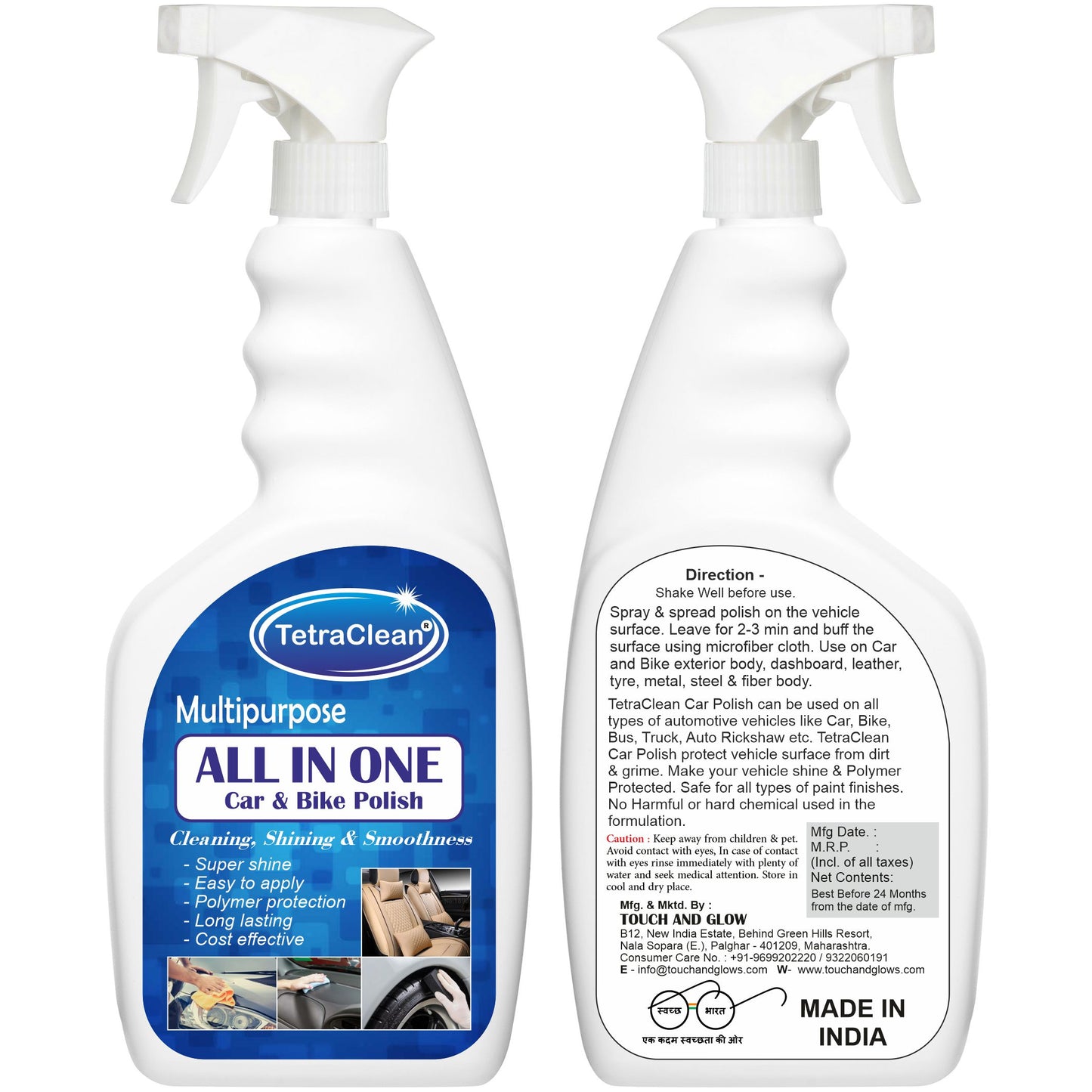 TetraClean All-in-One Car & Bike Polish – Instant Shine, Smoothness & Long-Lasting Protection 500ml