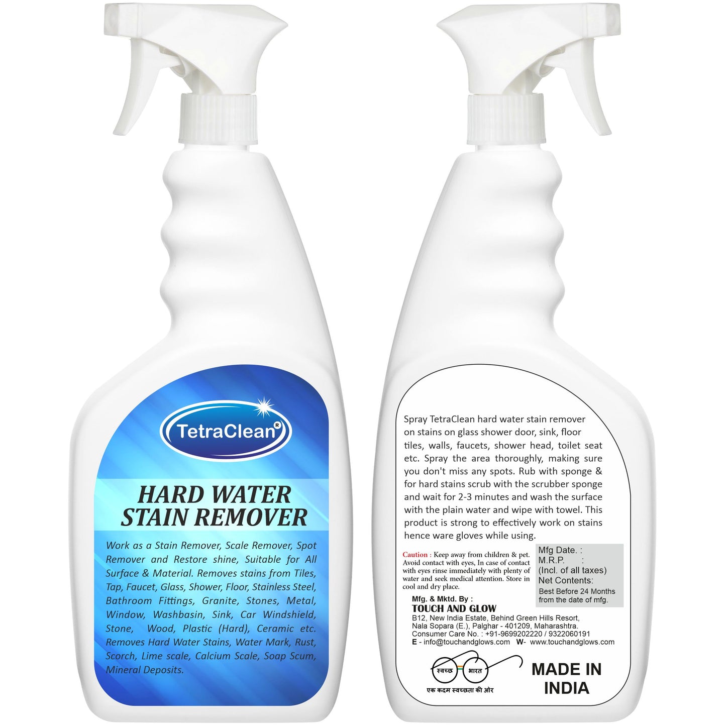 TetraClean Hard Water Stain Remover – Powerful Cleaner for Tiles, Faucets, Glass & Bathroom Surfaces 500ml