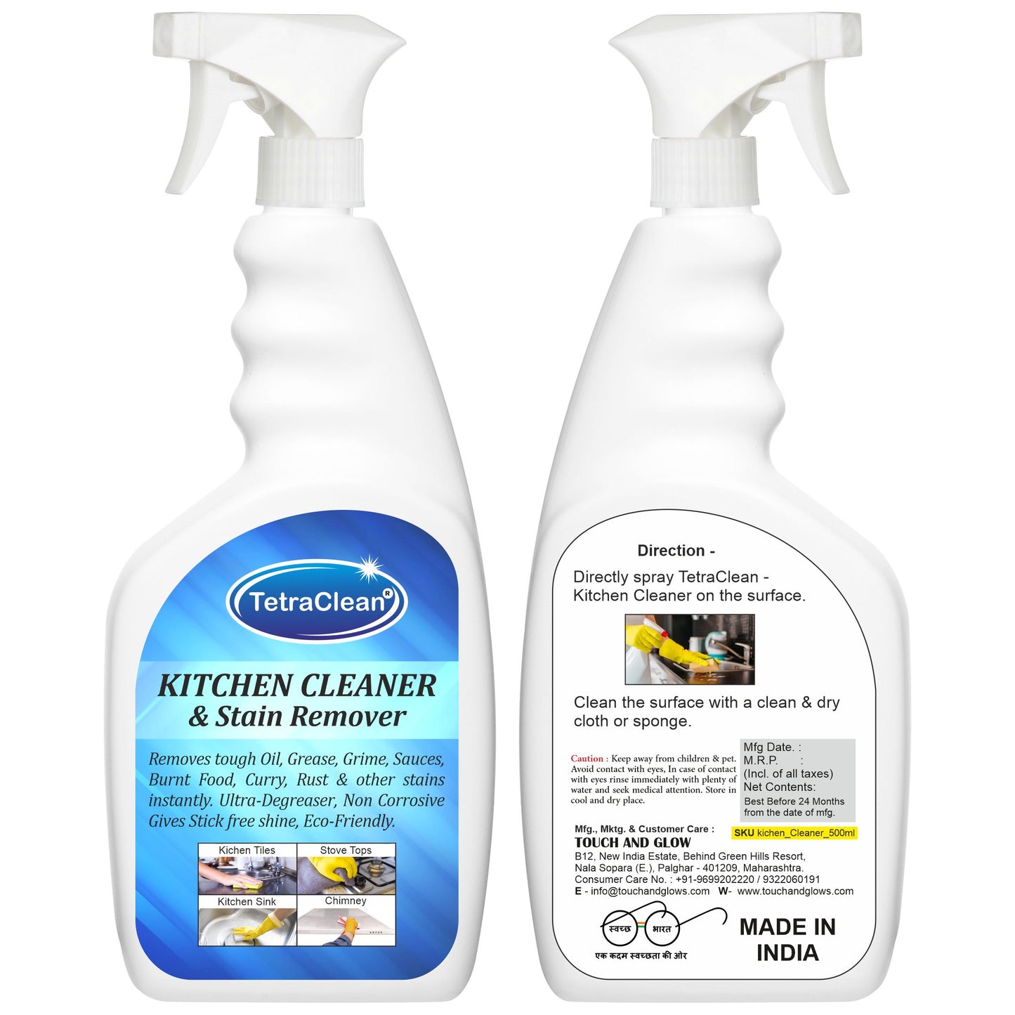 TetraClean Kitchen Cleaner & Stain Remover – Powerful Grease Cutter for a Spotless Kitchen 500ml