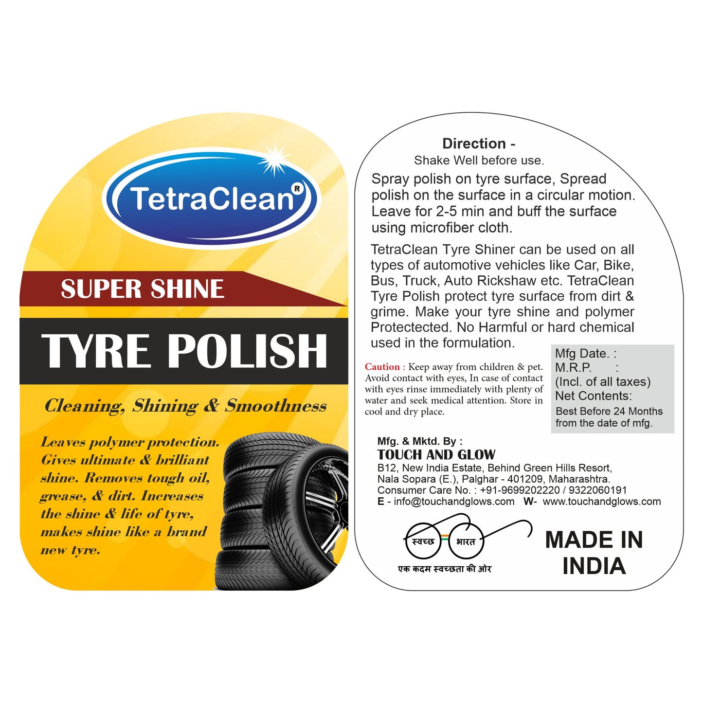 TetraClean Super Shine Tyre Polish – Tire Polish I Deep Gloss & Long-Lasting Protection I Wheel Polish 500ml