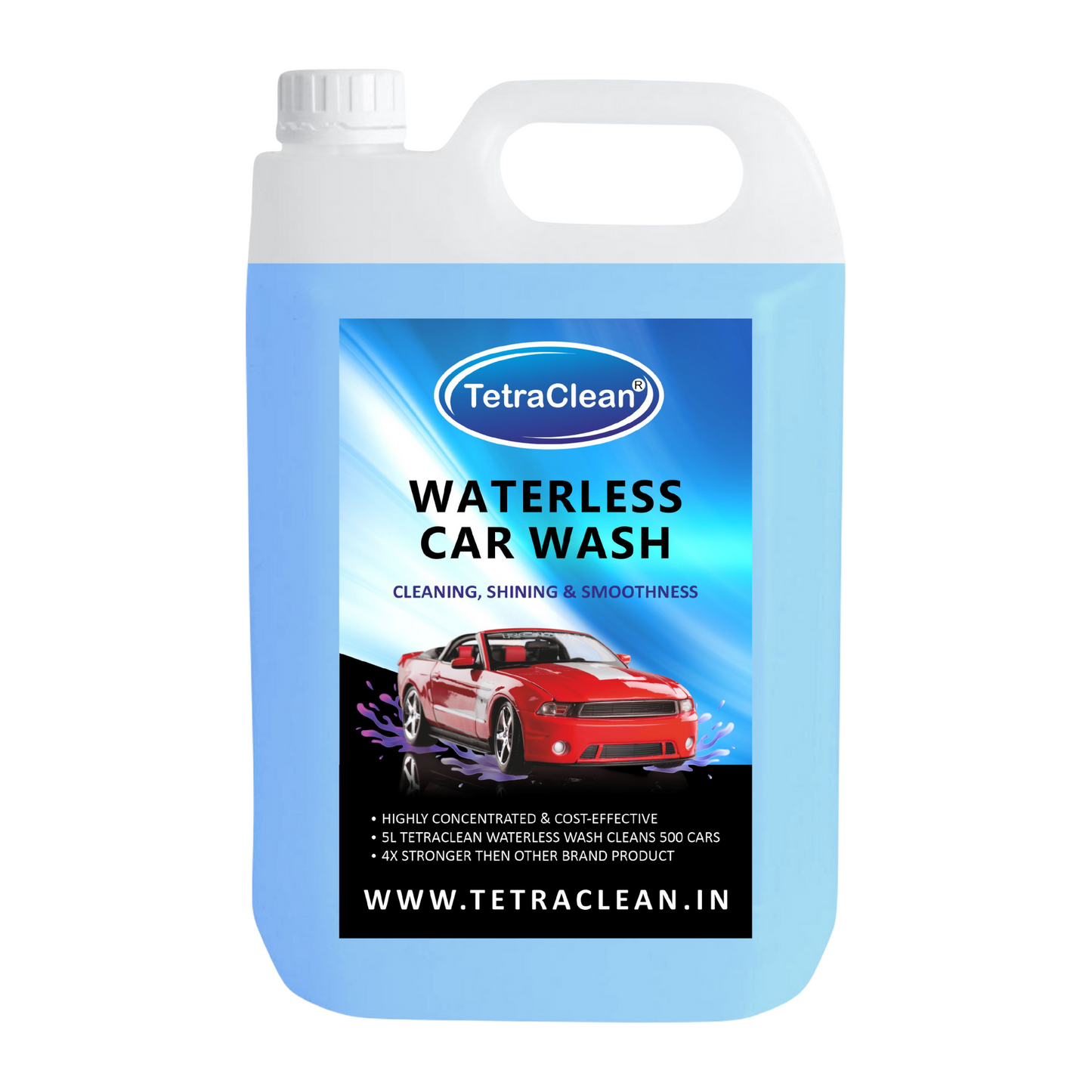 TetraClean Waterless Car Wash – High Gloss Shine & Smooth Finish Concentrate Liquid 5,Ltr